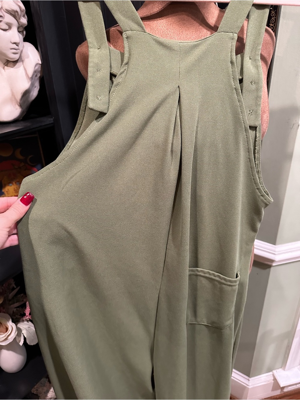 Halara waffle knit overalls jumpsuit in Loden Green size M - Picture 10 of 11